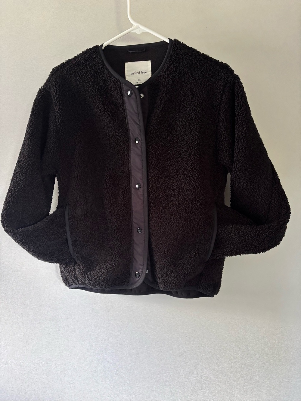 Wilfred Free Black Sherpa Snap-Front Coat
